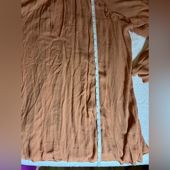 Free People Peach / Tan Ruffle Tunic or Mini Dress - Picture 6 of 6